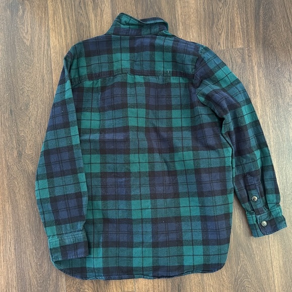 Like New J Crew Blue Green Flannel Button Up Hiking Camping Cozy Small - Picture 4 of 4